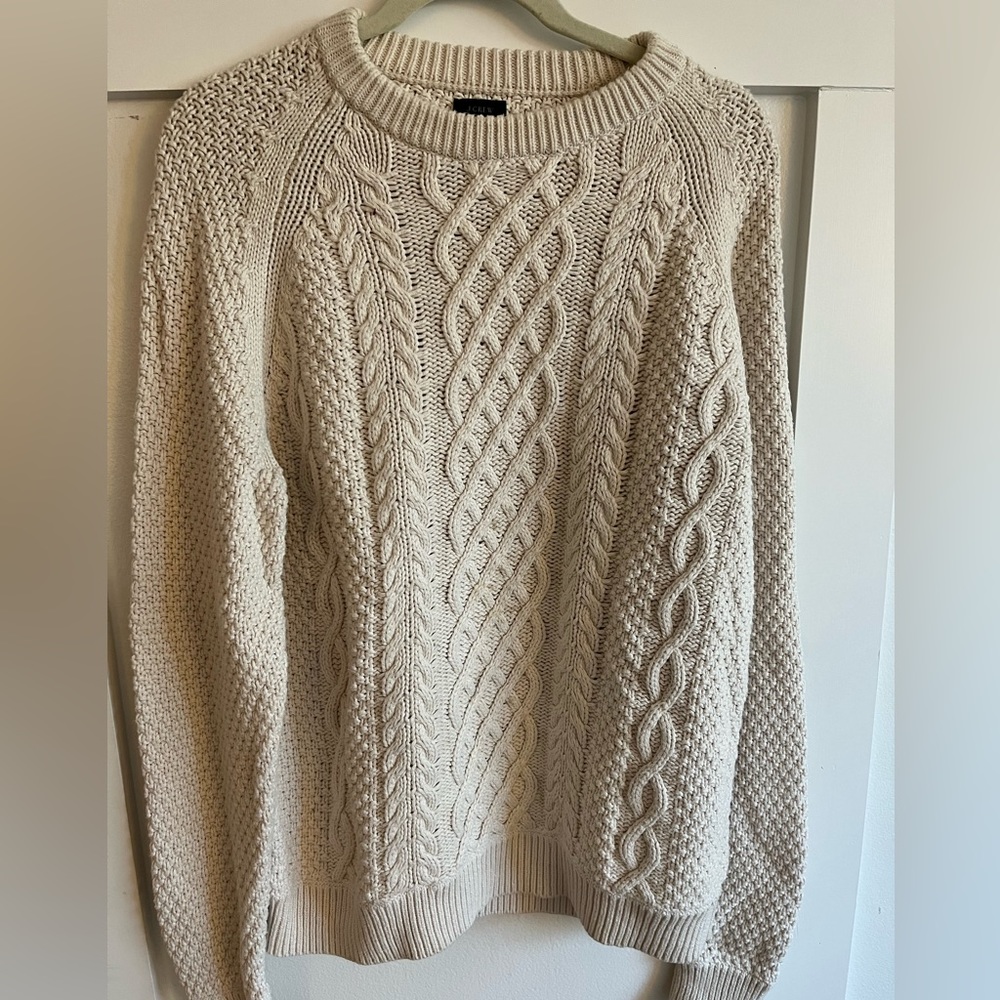 VGUC Mens JCREW Cream Cable Knit Sweater Size L